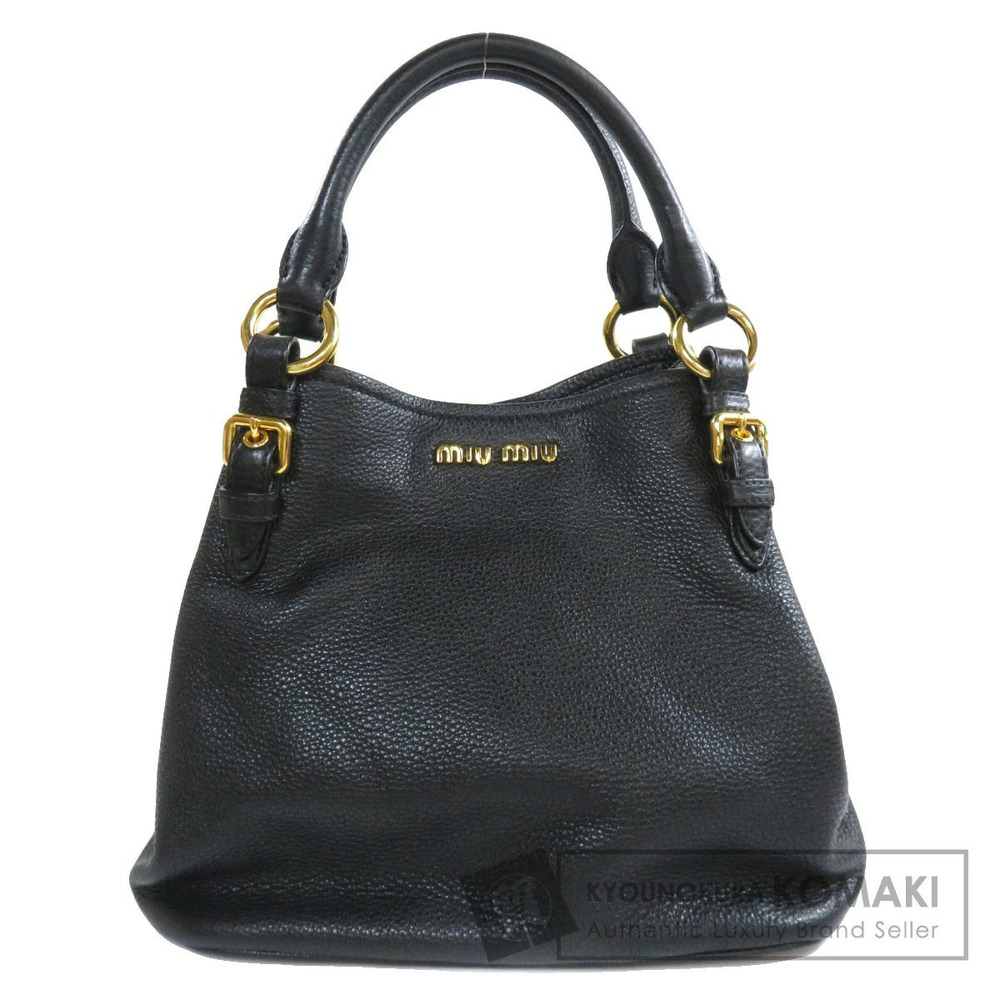 Miu Miu Black Vitello Phenix leather hobo bag